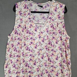 MOD Lusive Womens Plus 2X Shirt Floral Cottagecore Button Up Vneck Boho